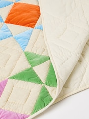Oliver Bonas Orange Bright Velvet Patchwork Bedspread - Image 5 of 6