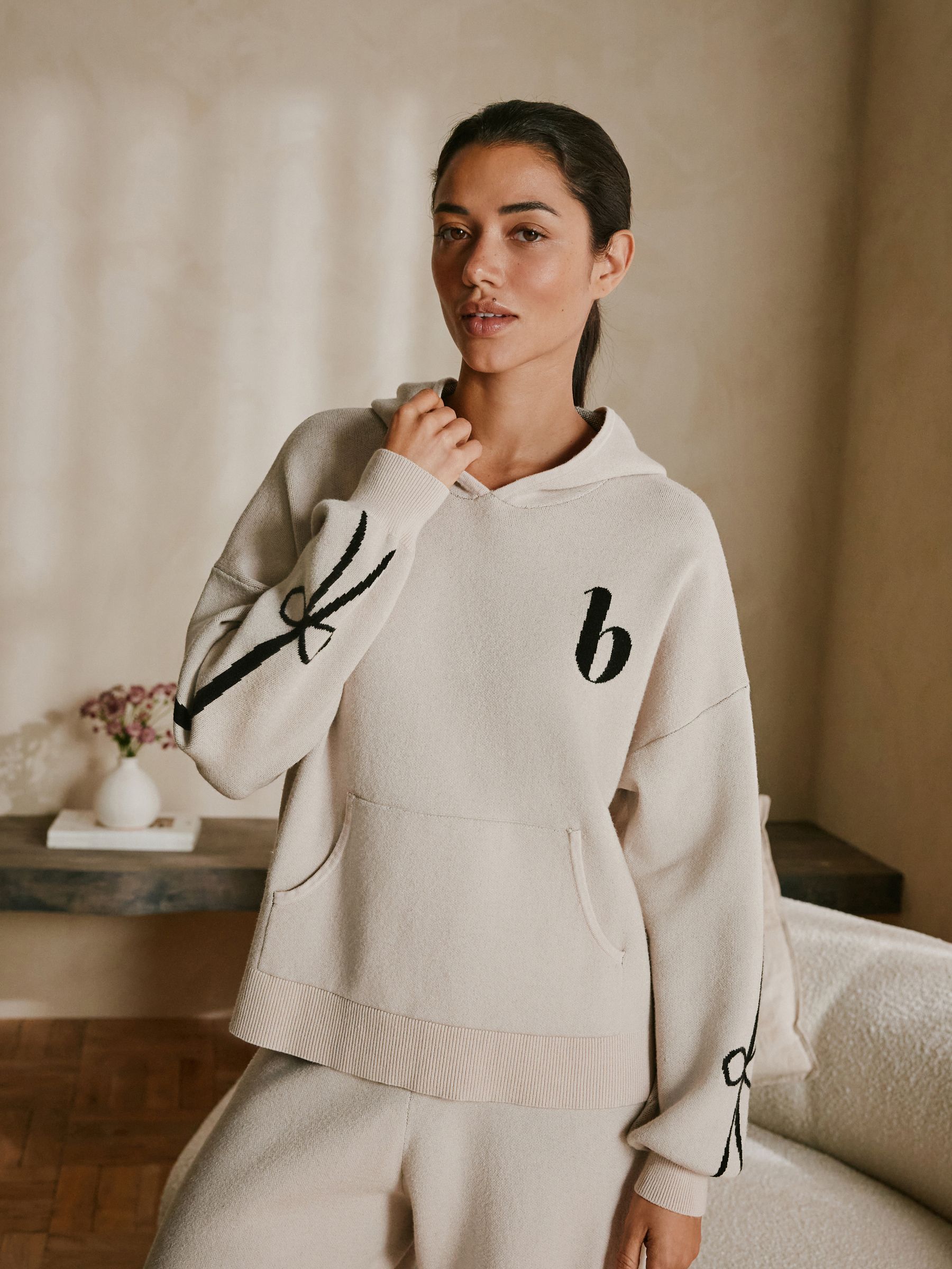 Buy B by Ted Baker Oatmeal Knitted Bow Zip Hoodie from Next Luxembourg