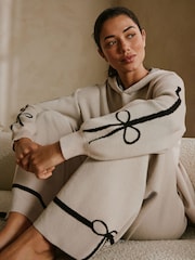 B by Ted Baker Oatmeal Knitted Bow Zip Hoodie - Image 3 of 6