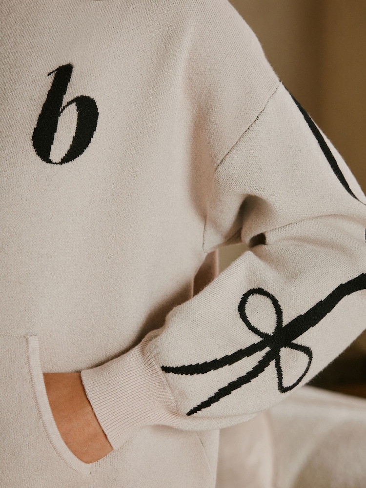 B by Ted Baker Oatmeal Knitted Bow Zip Hoodie - Slika 6 iz 6 B by Ted Baker Oatmeal Knitted Bow Zip Hoodie - Slika 6 iz 6