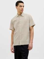 JACK & JONES Grey Seersucker Short Sleeve 100% Cotton Shirt - Image 1 of 4
