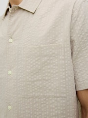 JACK & JONES Grey Seersucker Short Sleeve 100% Cotton Shirt - Image 4 of 4