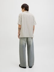 JACK & JONES Grey Stripe Short Sleeve Resort Shirt - Image 2 of 6