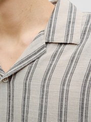 JACK & JONES Grey Stripe Short Sleeve Resort Shirt - Image 3 of 6
