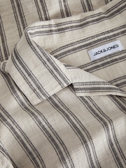 JACK & JONES Grey Stripe Short Sleeve Resort Shirt - Image 5 of 6