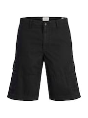 Negro - JACK & JONES Relaxed Fit 100% Cotton Cargo Shorts - Imagen 1 de 3