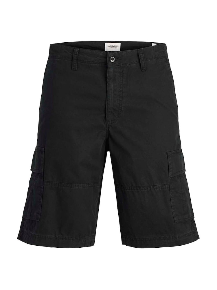 Negro - JACK & JONES Relaxed Fit 100% Cotton Cargo Shorts - Imagen 1 de 3