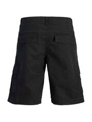 JACK & JONES Black Relaxed Fit 100% Cotton Cargo Shorts - Image 6 of 7