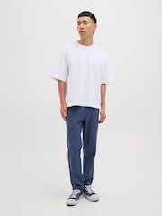 JACK & JONES Blue Linen Blend Tapered Fit Chino Trousers - Image 2 of 5