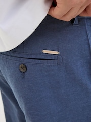 JACK & JONES Blue Linen Blend Tapered Fit Chino Trousers - Image 3 of 5