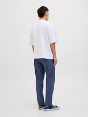 JACK & JONES Blue Linen Blend Tapered Fit Chino Trousers - Image 5 of 5
