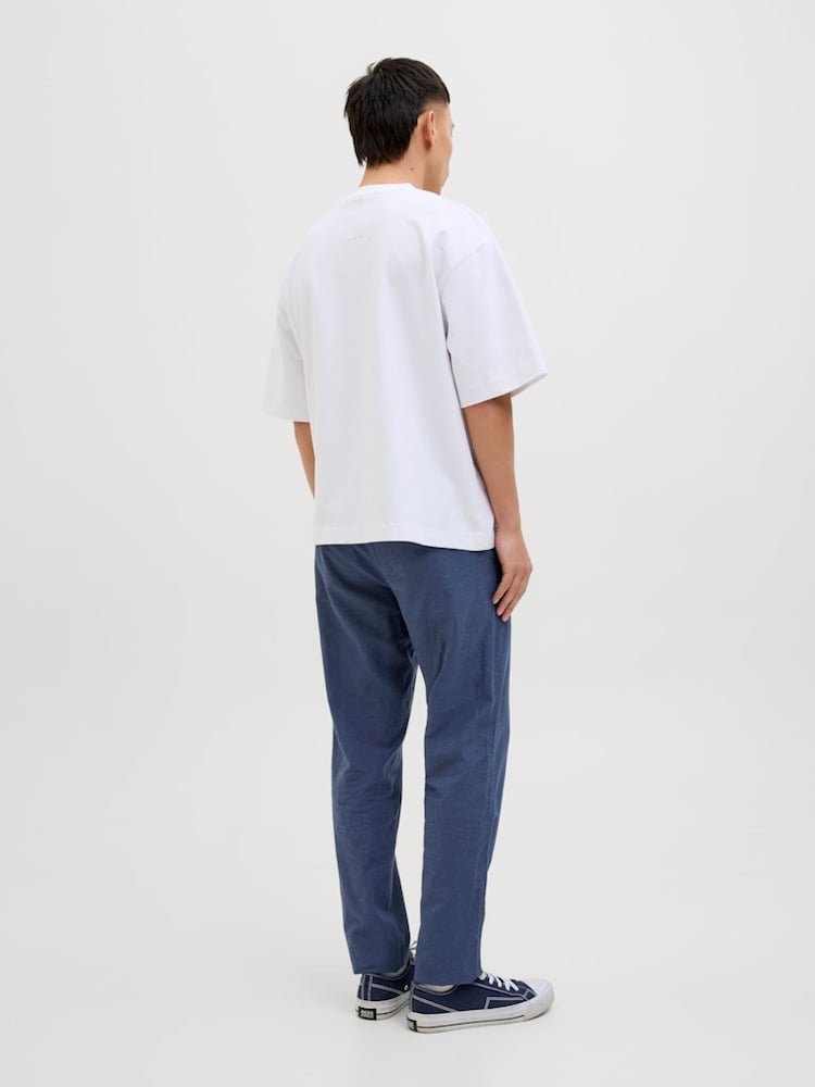 JACK & JONES Blue Linen Blend Tapered Fit Chino Trousers - Image 5 of 5