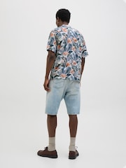 JACK & JONES White Tropical Print Short Sleeve Resort Shirt - Image 2 of 4