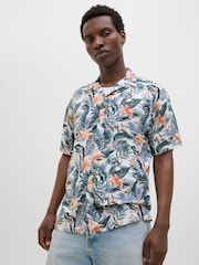 JACK & JONES White Tropical Print Short Sleeve Resort Shirt - Image 4 of 4