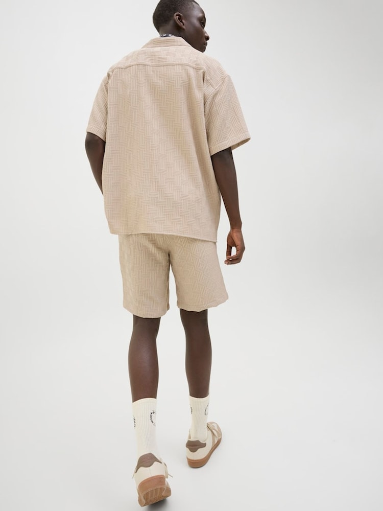 JACK & JONES Cream Short Sleeve Textured Resort Shirt - Image 4 of 4 JACK & JONES Cream Short Sleeve Textured Resort Shirt - Image 4 of 4