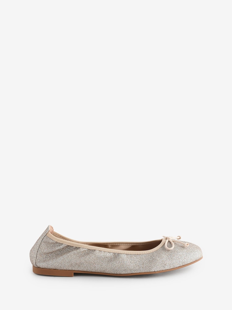 LK Bennett Metallic Trilly Gold Glitter Ballet Pumps - Image 1 of 1 LK Bennett Metallic Trilly Gold Glitter Ballet Pumps - Image 1 of 1
