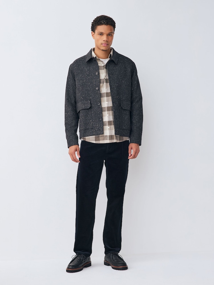 Navy Slim Fit Corduroy Single Pleated Trousers - Image 2 of 10 Navy Slim Fit Corduroy Single Pleated Trousers - Image 2 of 10