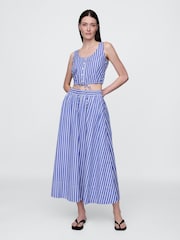Gap Blue Stripe Cinched-Hem Cropped Top - Image 1 of 3