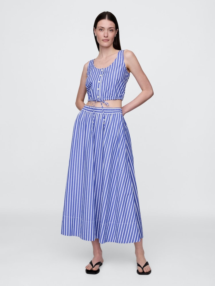 Gap Blue Stripe Cinched-Hem Cropped Top - Image 1 of 3