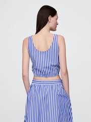 Gap Blue Stripe Cinched-Hem Cropped Top - Image 3 of 3