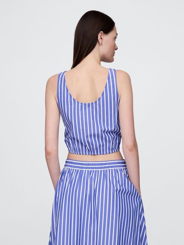 Gap Blue Stripe Cinched-Hem Cropped Top - Image 3 of 3