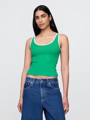 Gap Green Modern Cotton-Modal Scoop Neck Cropped Vest - Image 1 of 5