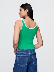 Gap Green Modern Cotton-Modal Scoop Neck Cropped Vest - Image 2 of 5