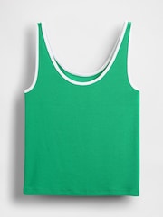 Gap Green Modern Cotton-Modal Scoop Neck Cropped Vest - Image 4 of 5