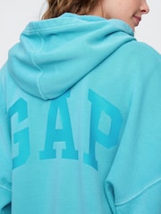 Gap Blue Neon Relaxed Mini-Logo Cropped Hoodie - Image 3 of 4