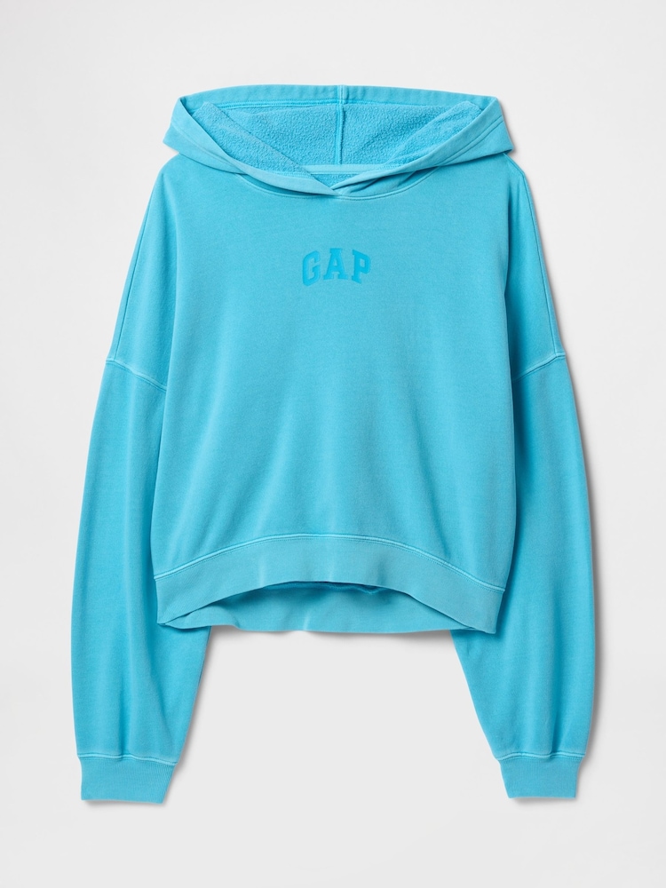 Gap Blue Neon Relaxed Mini-Logo Cropped Hoodie - Image 4 of 4