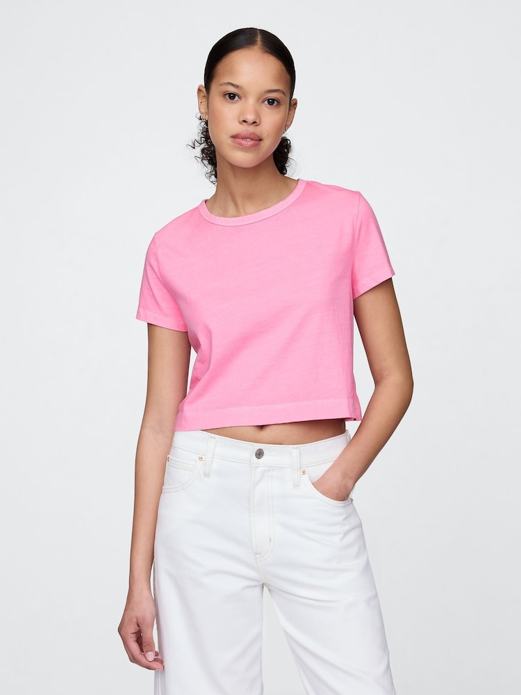 Gap Pink VintageSoft Cropped T-Shirt - Image 1 of 5