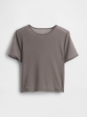 Gap Brown Soft Stretch Mesh Cropped T-Shirt - Image 4 of 5