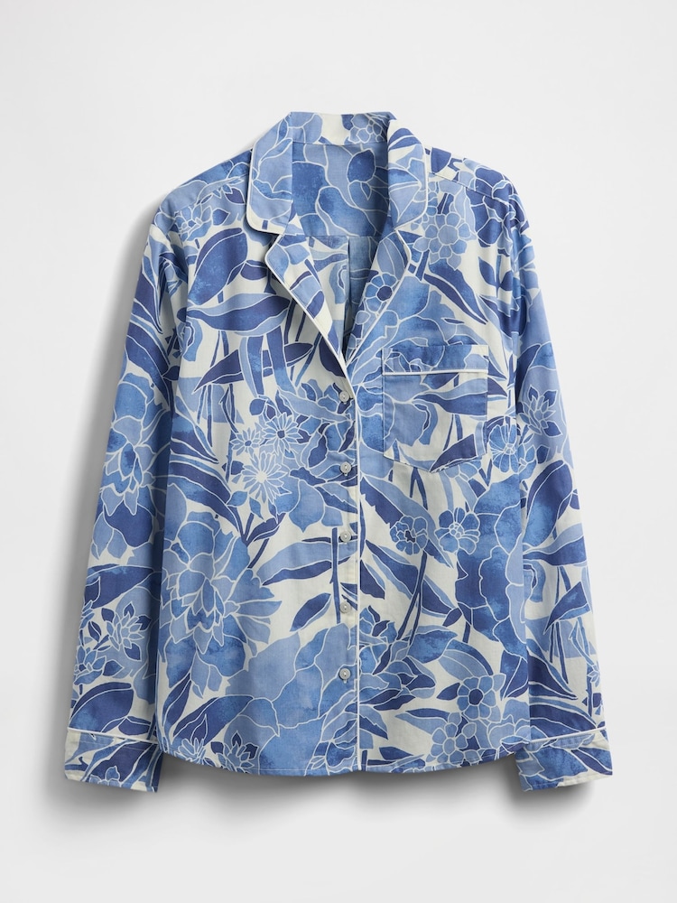 Gap Blue Poplin Pyjama Shirt - Image 4 of 4