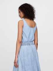 Gap Blue Denim Cinched-Hem Cropped Top - Image 2 of 4