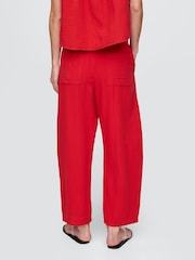 Gap Red 100% Cotton Crinkle Gauze Easy Barrel Trousers - Image 2 of 5
