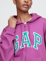Gap Purple Zip Up Relaxed Logo Hoodie - Image 4 of 5
