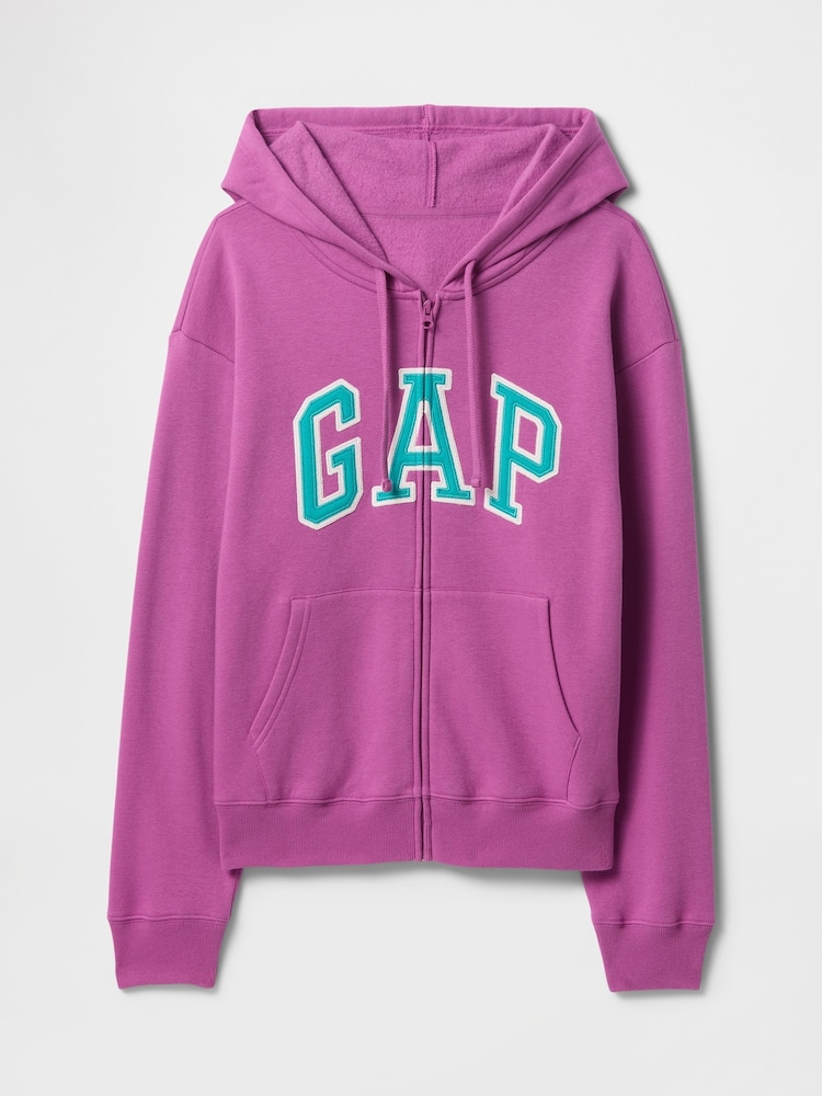 Gap Purple Zip Up Relaxed Logo Hoodie - Image 5 of 5