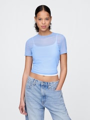 Azul - Camiseta corta de malla suave elástica de Gap - Imagen 1 de 5