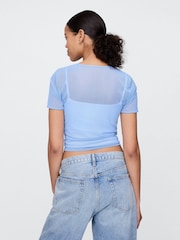 Azul - Camiseta corta de malla suave elástica de Gap - Imagen 2 de 5