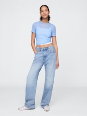 Azul - Camiseta corta de malla suave elástica de Gap - Imagen 3 de 5
