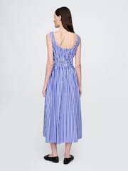 Gap Blue Stripe Poplin Smocked Midi Dress - Image 2 of 5