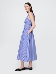 Gap Blue Stripe Poplin Smocked Midi Dress - Image 3 of 5