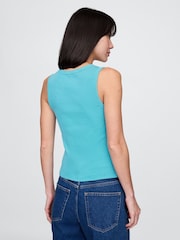 Gap Blue Neon Ribbed Knit Cotton Stretch Scoop Vest - Image 2 of 5