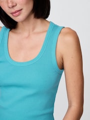 Gap Blue Neon Ribbed Knit Cotton Stretch Scoop Vest - Image 4 of 5