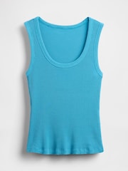 Gap Blue Neon Ribbed Knit Cotton Stretch Scoop Vest - Image 5 of 5