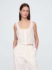 Gap White Cinched-Hem Cropped Top - Image 1 of 5