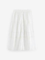 Gap White Tiered Lace Trim Maxi Skirt - Image 1 of 4