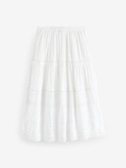 Gap White Tiered Lace Trim Maxi Skirt - Image 2 of 4