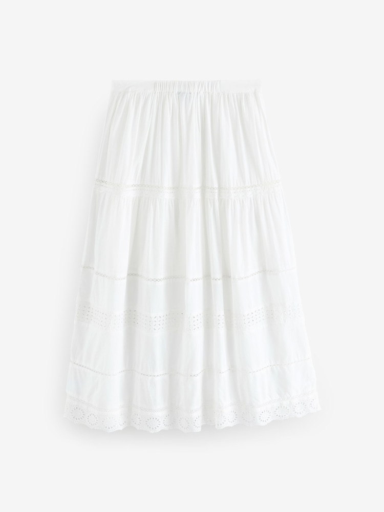 Gap White Tiered Lace Trim Maxi Skirt - Image 2 of 4