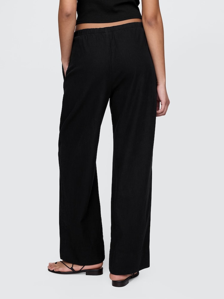 Gap Black Linen-Blend Easy Wide-Hem Trousers - Image 2 of 5